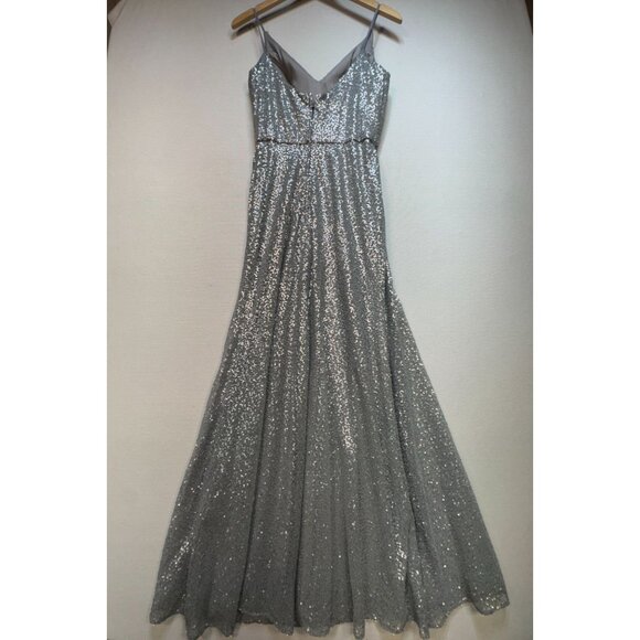 Morilee By Madeline Gardner Formal Evening Gown Size 8 Silver Wedding Bridesmaid - Picture 12 of 15